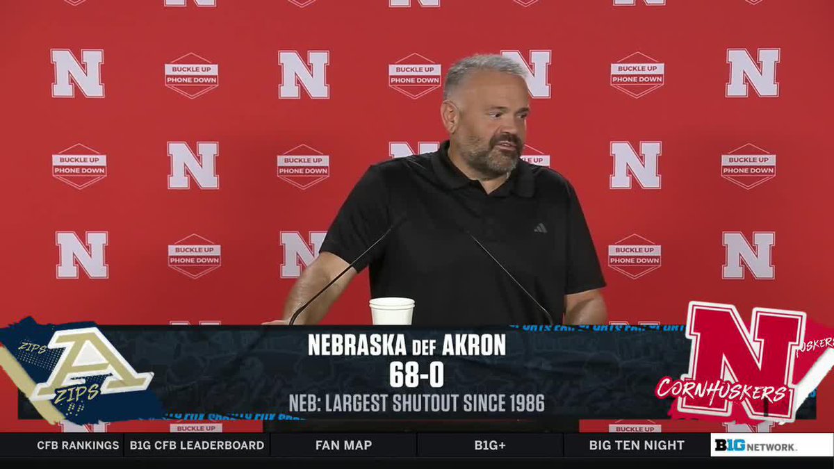 "I want us to be a football place. Football teams, you put away the people you're supposed to put away." Matt Rhule wasn't happy at halftime, despite a 33-0 lead, and shares how he challenged Nebraska Football 👇