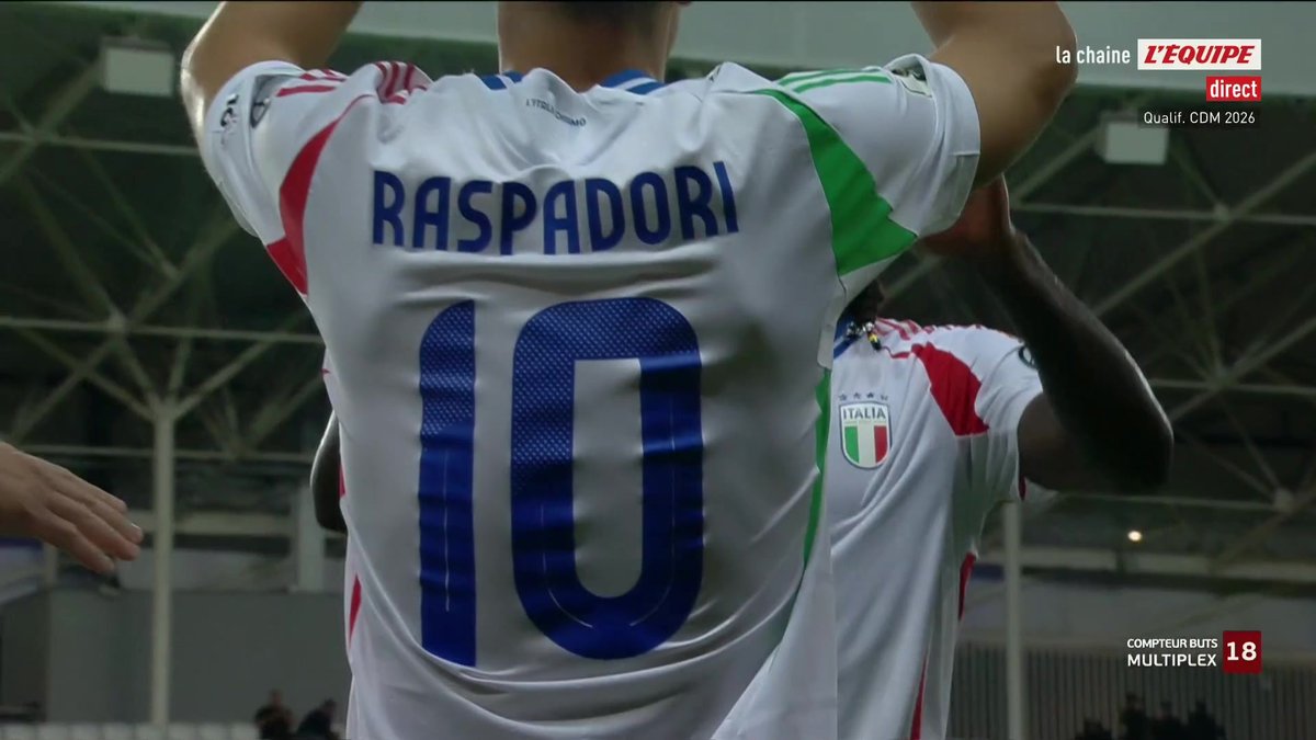 Et de 4 pour l'Italie, qui se détache d'Israël dans ce match Suivez le match en intégralité sur L'Équipe live foot #lequipeFOOT