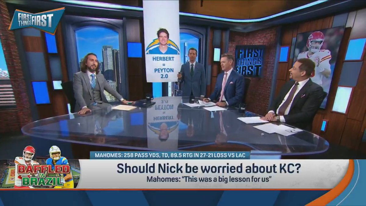 .Danny Parkins came in a little early to drop a banner on nick wright after his guy Justin Herbert beat the Chiefs 😅