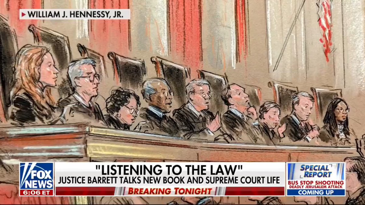 Supreme Court Justice Amy Coney Barrett pushed back against partisan portrayals of the Supreme Court, telling FOX News’ Bret Baier that justices "wear black, not red or blue" and follow the Constitution, not politics.