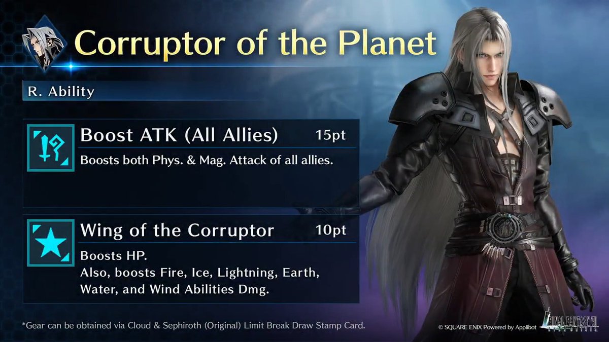Check out Sephiroth (Original)'s Corruptor of the Planet! Get this Sephiroth (Original) Gear from Cloud &amp; Sephiroth (Original) Limit Break Draw on the Stamp Card! #FF7EC #FF7EverCrisis