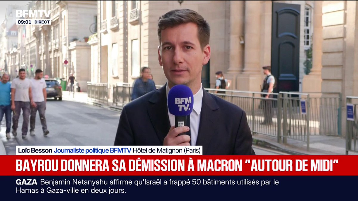 La démission de François Bayrou prévue "autour de midi"