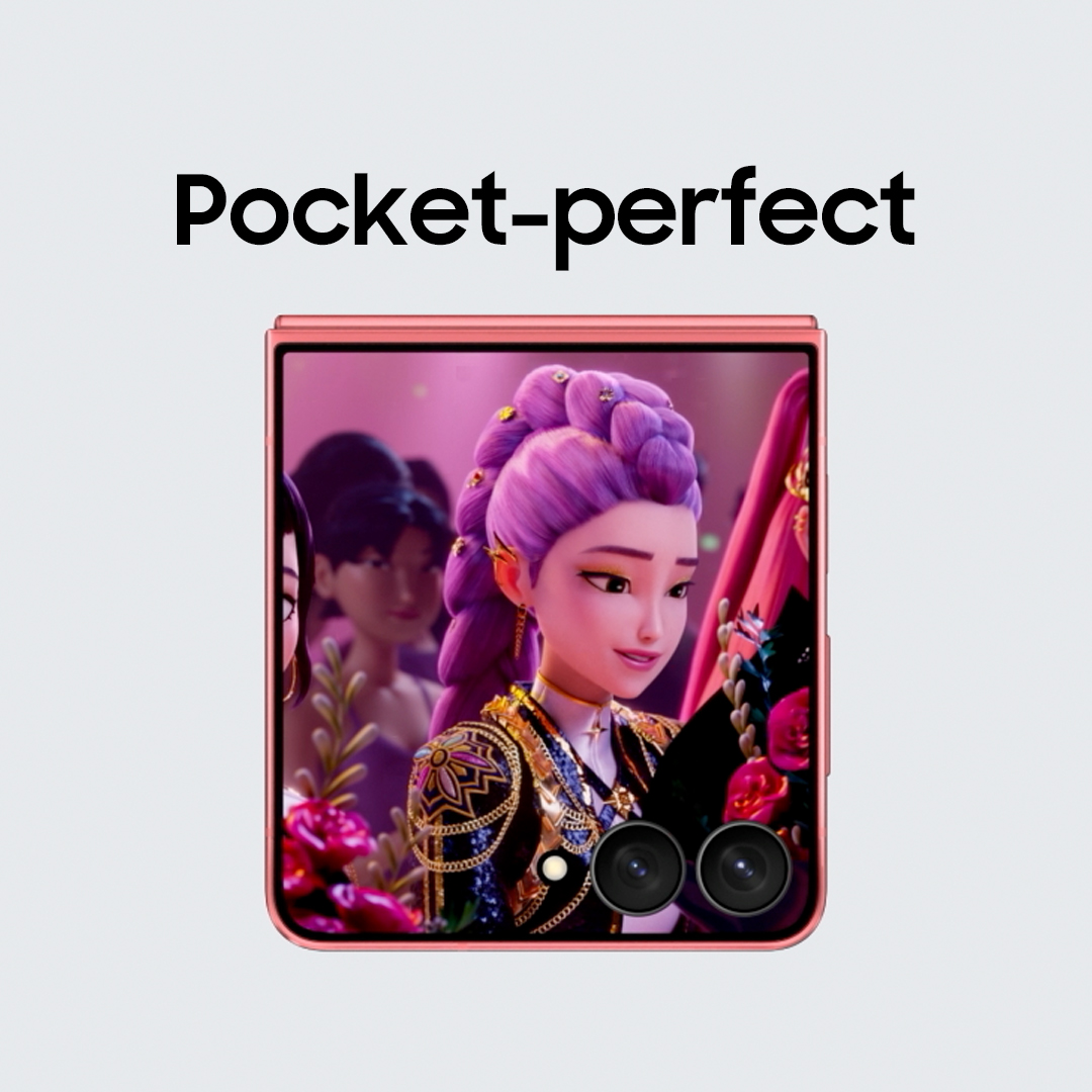 Politely pocket-perfect. Meet the colorful, pocket-perfect #GalaxyZFlip7. Watch KPop Demon Hunters, only on Netflix. #GalaxyAI Learn more:
