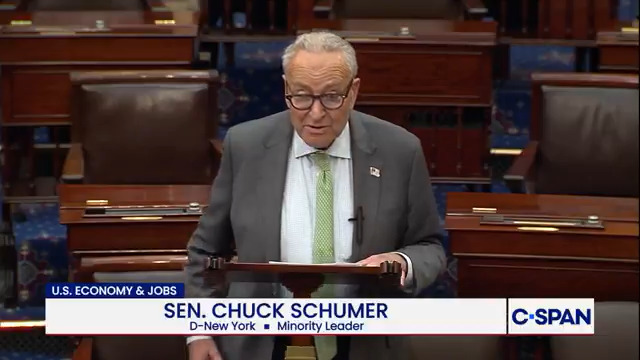 Sen. Chuck Schumer: "Donald Trump has steered our economy straight into an iceberg, and the SS Trump is sinking before our eyes."
