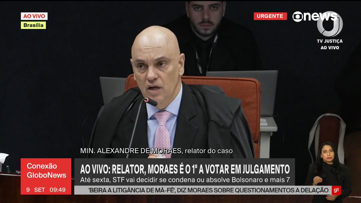 “Esse julgamento não discute se houve ou não tentativa de golpe, se houve ou não tentativa de abolição ao Estado de Direito, o que discute é a autoria”, diz ministro Moraes. #ConexãoGloboNews ➡ Assista à #GloboNews: