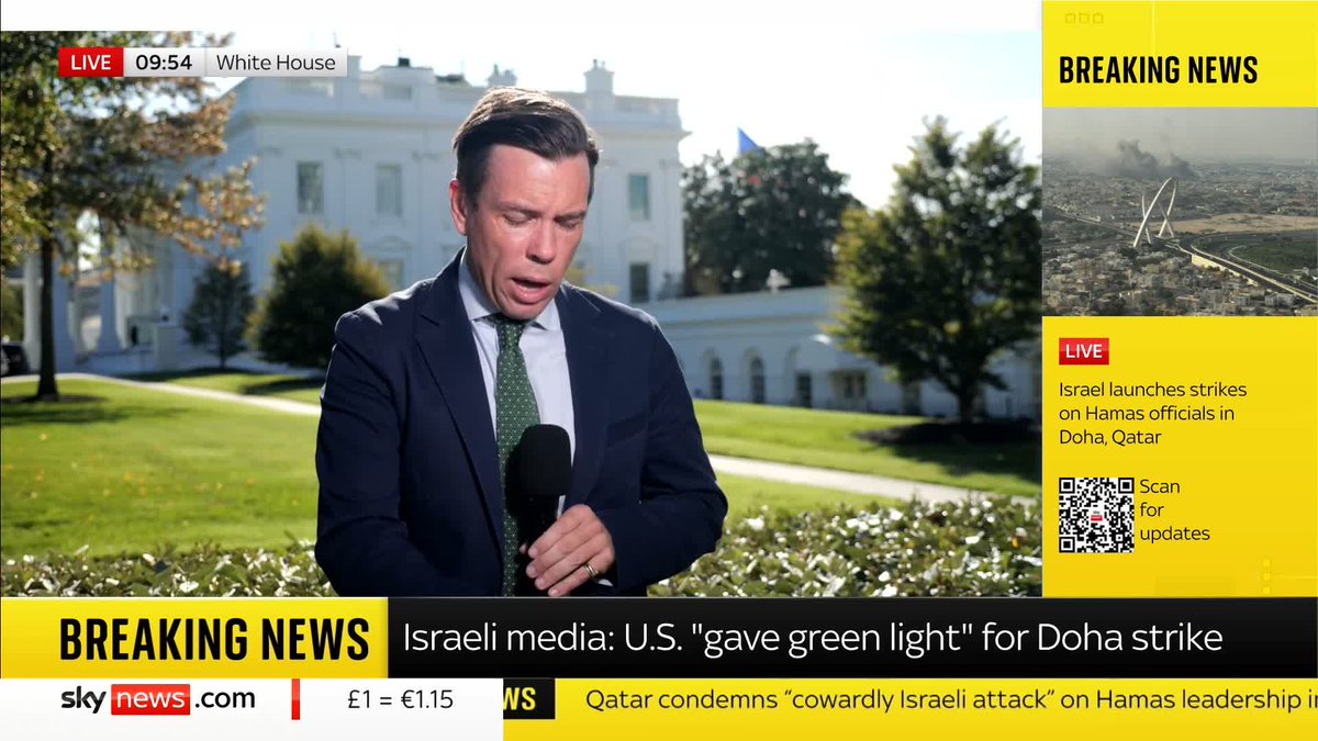 Israel has launched strikes against Hamas leaders in Qatar - and the IDF claims the U.S. government was notified in advance. Mark Stone reports from Washington on the U.S. response. 📺 Sky 501, Virgin 602, Freeview 233 and YouTube