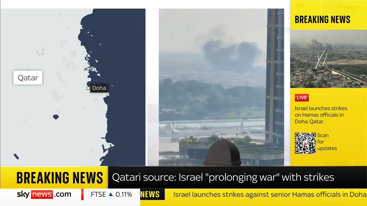 "This could escalate the matter of the whole peace process." Middle Eastern political analyst Dr Ahmed Alkhuzaie warns of the potential ramifications of the Israeli strikes on Doha and what it could mean for peace talks in the region. 📺 Sky 501