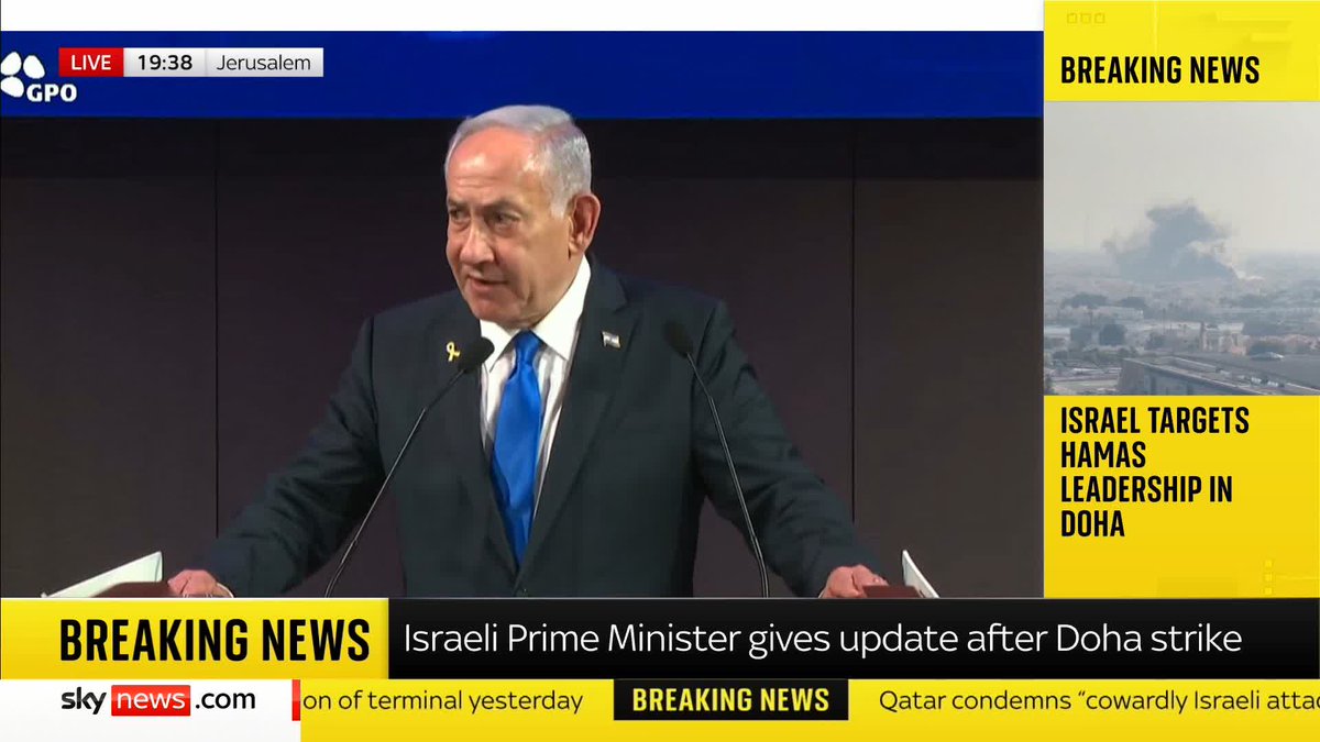 BREAKING: Benjamin Netanyahu speaks live from Jerusalem. "At the beginning of the war, I promised Israel would reach those who perpetrated this horror (October 7 attack). And today, Israel and I, have kept that promise." 📺 Sky 501 and YouTube
