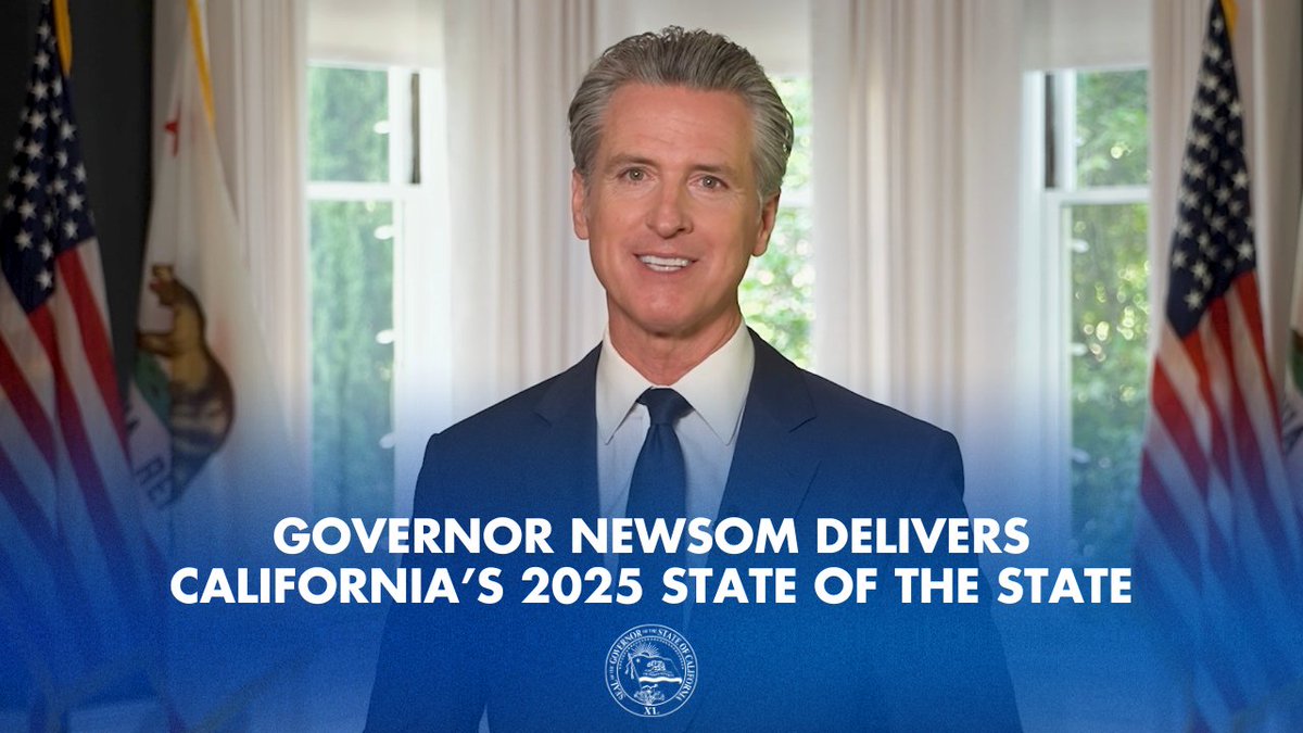 Today, I'm delivering to the Legislature the 2025 State of the State. On our state's 175th anniversary, Californians remain steadfast in defending our democracy. Powered by our indelible Golden State spirit, we'll continue to be brighter and more prosperous than ever.