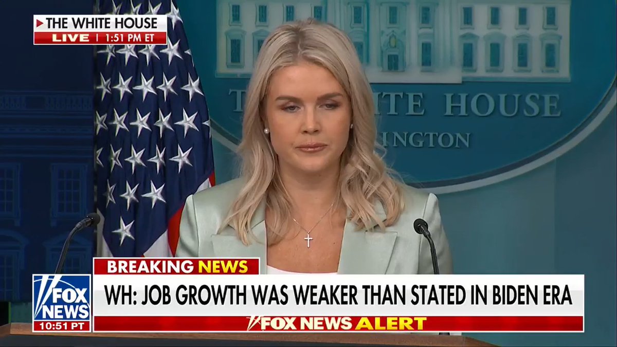 REPORTER: "Does the president care about [Epstein] victims? Does he want to deliver more justice for them?" KAROLINE LEAVITT: "The president cares about victims of all crimes." KAROLINE LEAVITT: "And why are the Democrats all of a sudden caring about this? It's because they're desperately trying to concoct a hoax to smear the president of the United States."