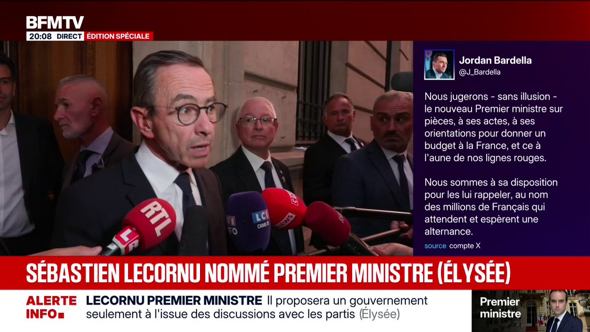 Sébastien Lecornu à Matignon: Bruno Retailleau se "félicite" que le Premier ministre ne soit pas un "socialiste"