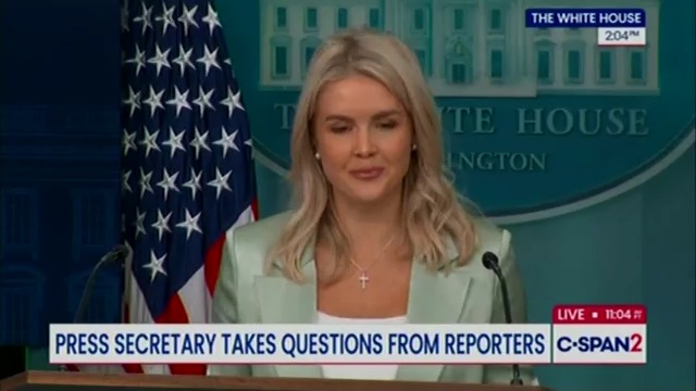 Q: One of the other documents released was a photo of Epstein holding a $22,000 check from Trump for a 'fully depreciated woman.' What do you guys make of that photo? Leavitt: It is not Donald Trump's signature. Trump did not sign that check
