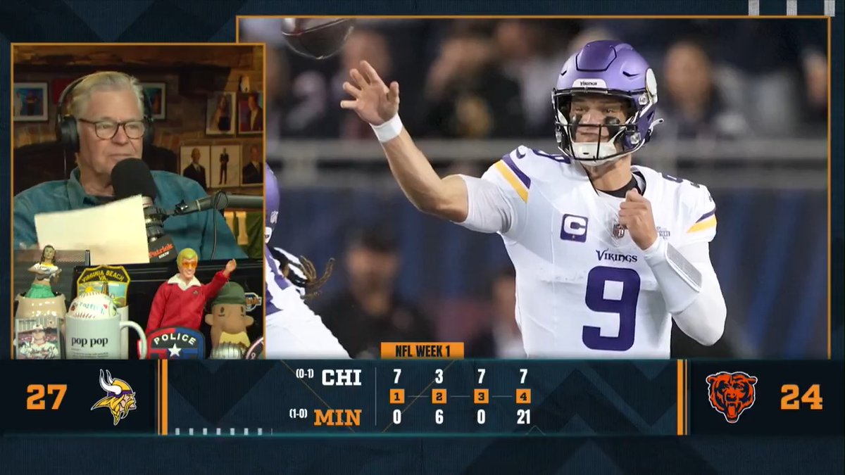 "He's been a winner. That's what he does. At Michigan I didn't think he did anything that stood out other than he won. That's the most important stat with a quarterback." -DP on JJ McCarthy's debut in Monday Night Football