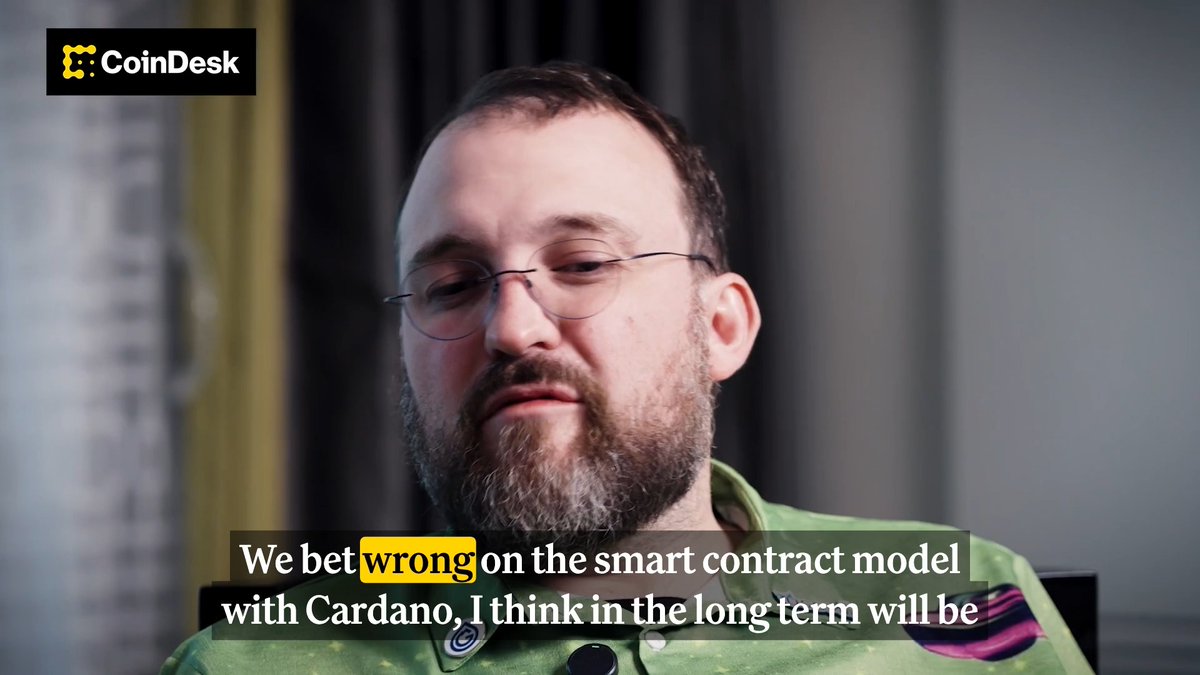 🚨Cardano founder Charles Hoskinson (Charles Hoskinson) breaks down on of his BIGGEST mistakes. “We bet wrong on the smart contract model with Cardano... we lost that wave of momentum and Solana got it. That’s a phenomenal example of where we bet wrong.”
