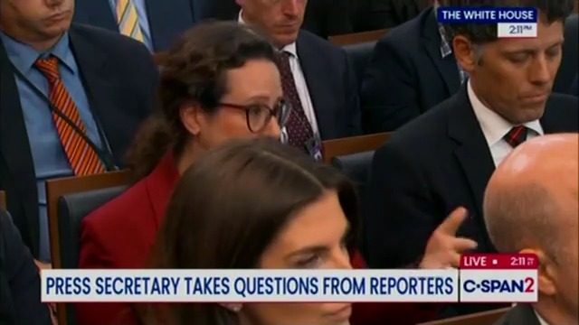 Q: You said the Epstein documents are a hoax. You said he didn't sign that check or the birthday card. What is the theory since these documents came from the Epstein estate? Leavitt: I did not say the documents are a hoax. I said the entire narrative surrounding Jeffrey Epstein right now is a hoax. Q: What is the hoax? I'm just trying to understand what's fake