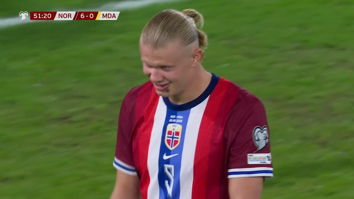 Erling Haaland 🤖🇳🇴, el androide que tiene más goles que partidos jugados con su selección ¿Cuántos? 47 en 45. Hoy suma un PÓKER en 41 minutos en Noruega-Moldavia. Imparable.
