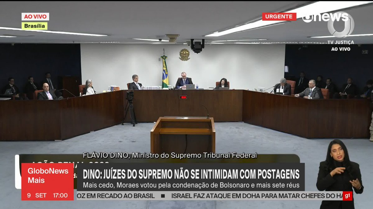 Blog: Ministro Dino, do STF, vota para condenar Bolsonaro e mais sete réus por tentativa de golpe de Estado. O placar é de 2 a 0. O amigo de Lula vota para condenar Bolsonaro. Abrindo o caminho pra 2026. SOMOS TODOS BOLSONARO