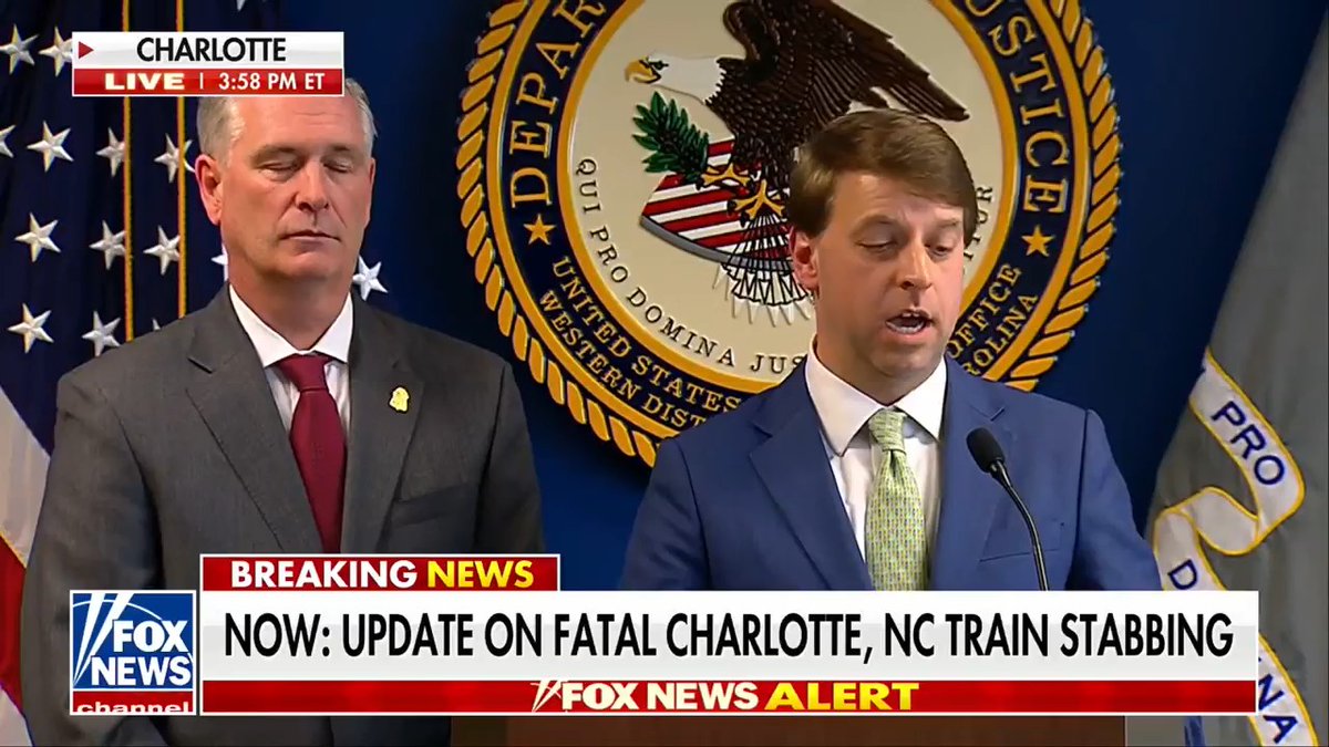 U.S. Attorney Russ Ferguson shuts down a question about the deadly Charlotte train stabbing case being "political grandstanding" "If this was a political grand stand, there would be an opposite side to this. Is the opposite side 'Let's allow murderers on our light rail?' Is the opposite side 'Let's let people out of state prison so they can commit other crimes?' There's no other side to this. There's no politics to this."