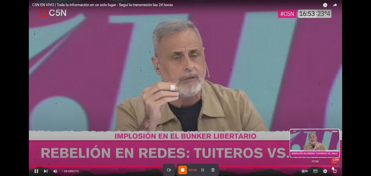 Gracias JORGE RIAL , Mauro Federico , Mauro Fulco , Diego Brancatelli , PAULO KABLAN y Rosario Ayerdi por contar la verdad de los hechos en C5N : fue la diputada Lemoine quien se acercó inicialmente a mi cámara para insultarme tras la votación de K. Milei. Medio raro el "acoso", ¿no?