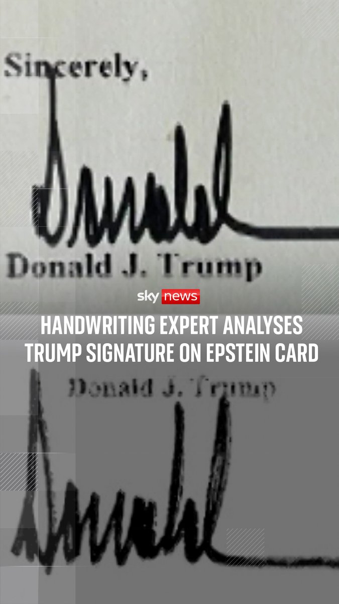 A handwriting expert has said that the chances that the alleged Donald Trump signature on disgraced paedophile Jeffrey Epstein's birthday card is not actually Trump's, are 'miniscule'. 🔗 Read more