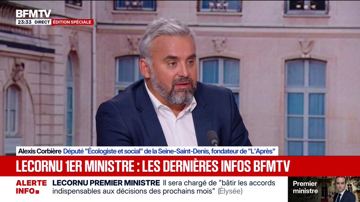Sébastien Lecornu à Matignon: "Emmanuel Macron s'est radicalisé", affirme Alexis Corbière, député (Écologiste et social) de la Seine-Saint-Denis