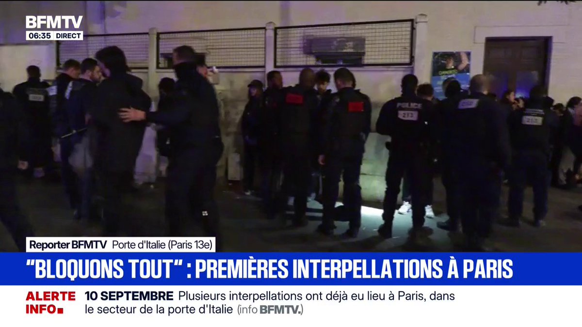 10 septembre: des interpellations porte d'Italie à Paris