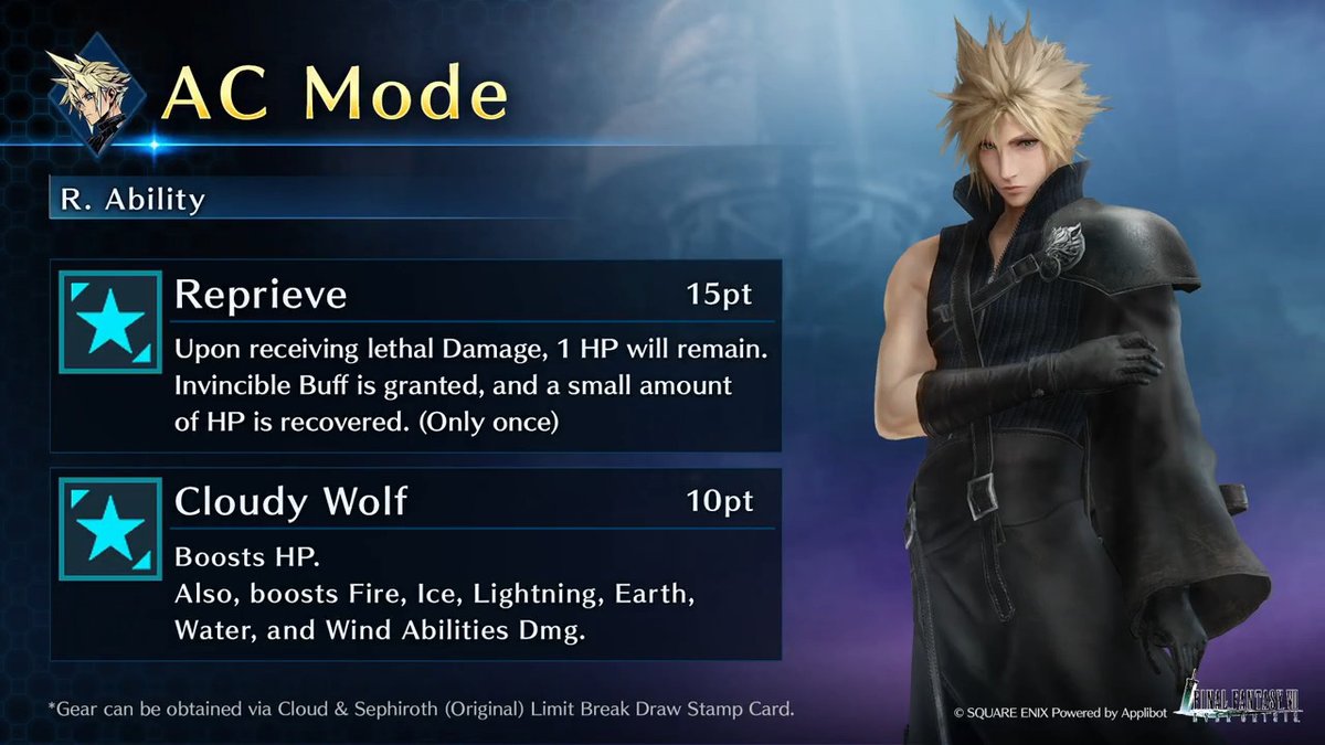 Check out Cloud's AC Mode! Get this Cloud-Exclusive Gear from Cloud &amp; Sephiroth (Original) Limit Break Draw on the Stamp Card! #FF7EC #FF7EverCrisis