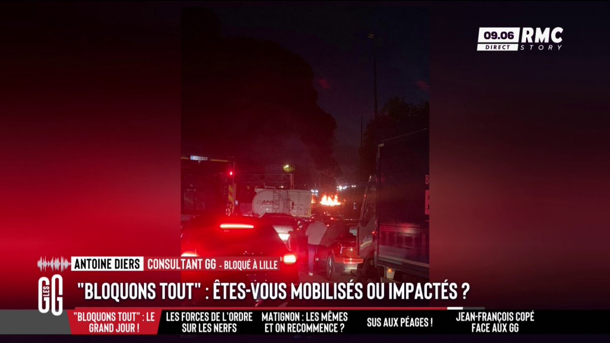 🔥 Antoine Diers absent dans les GG : "J'ai été bloqué sur le périph lillois" 🎙️ "J'ai réussi à me faufiler entre la barricade en feu et la barrière. Le bout de bitume va nous coûter un fric fou. Mon côté Nicolas qui paie me dit, c'est encore mes impôts qui vont payer." #GGRMC