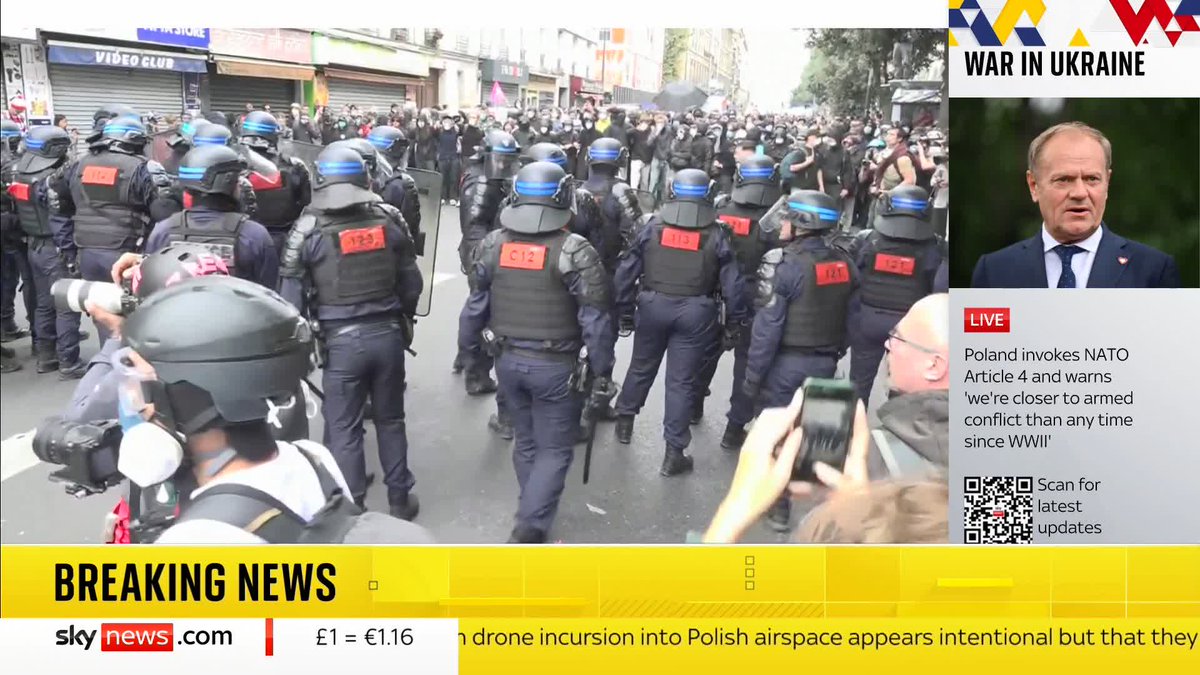 BREAKING: Sky News brings you the latest footage from the French 'Block Everything' protest, with individuals clashing with riot police in the country's capital 📺 Sky 501, Virgin 602, Freeview 233 and YouTube