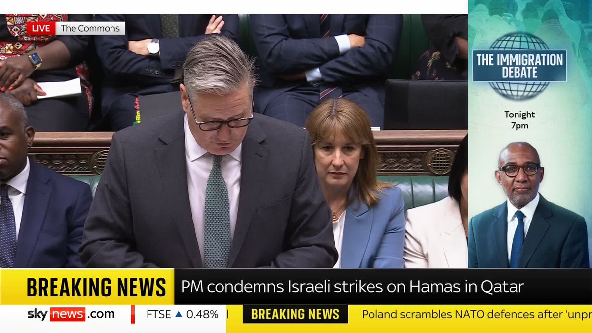 BREAKING: Prime Minister Keir Starmer condemns Israeli strikes on Doha - and justifies meeting with Israeli president at PMQs 📺 Sky 501, Virgin 602, Freeview 233 and YouTube