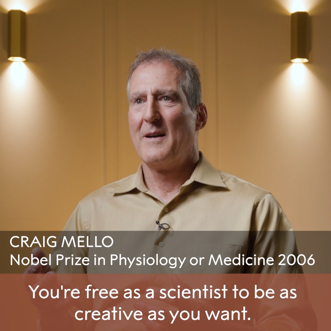 "You're free as a scientist to be as creative as you want." Medicine laureate Craig Mello speaks about the interplay of creativity and freedom in the life of a scientist. How creative can you be at your work? Mello shared the 2006 Nobel Prize in Physiology or Medicine for the discovery of RNA interference - gene silencing by double-stranded RNA.
