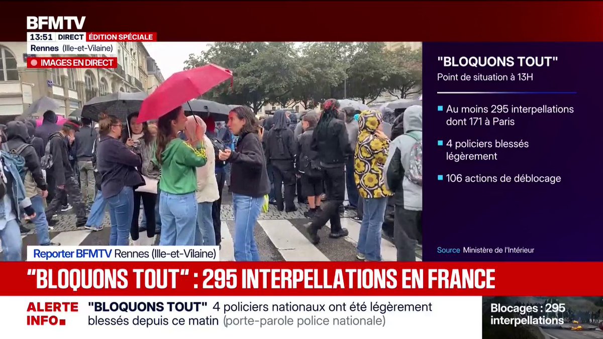 "Bloquons tous": le rassemblement est toujours familial et festif dans les rues de Rennes