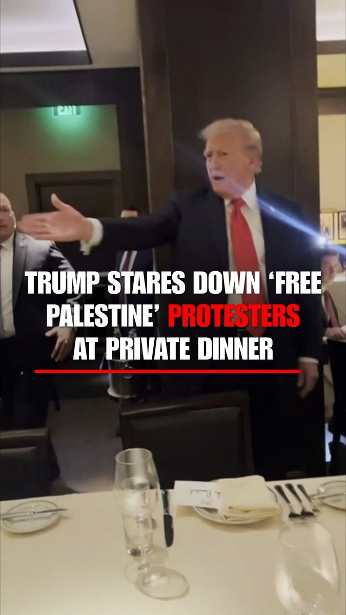 ‘TIME TO GO!’: President Trump remains unfazed by 'Free Palestine' protesters who crashed his private dinner in DC. Secret Service eventually ejected the protesters.
