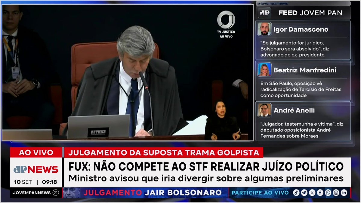 Fux destacou que a missão do STF é a guarda da Constituição. Segundo Fux, “não compete ao STF realizar um juízo político, mas afirmar o que é constitucional ou inconstitucional, legal ou ilegal”. Confira na íntegra: #TempoReal