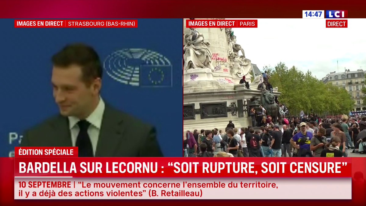 🔴🗣️ Mobilisation "Bloquons tout" : « Partout où l'extrême gauche passe, l'ordre public trépasse », réagit Jordan Bardella