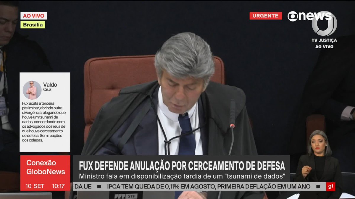 Luiz Fux votou por manter delação de Mauro Cid. O ministro disse que a anulação é desproporcional. #ConexãoGloboNews ➡ Assista à #GloboNews: