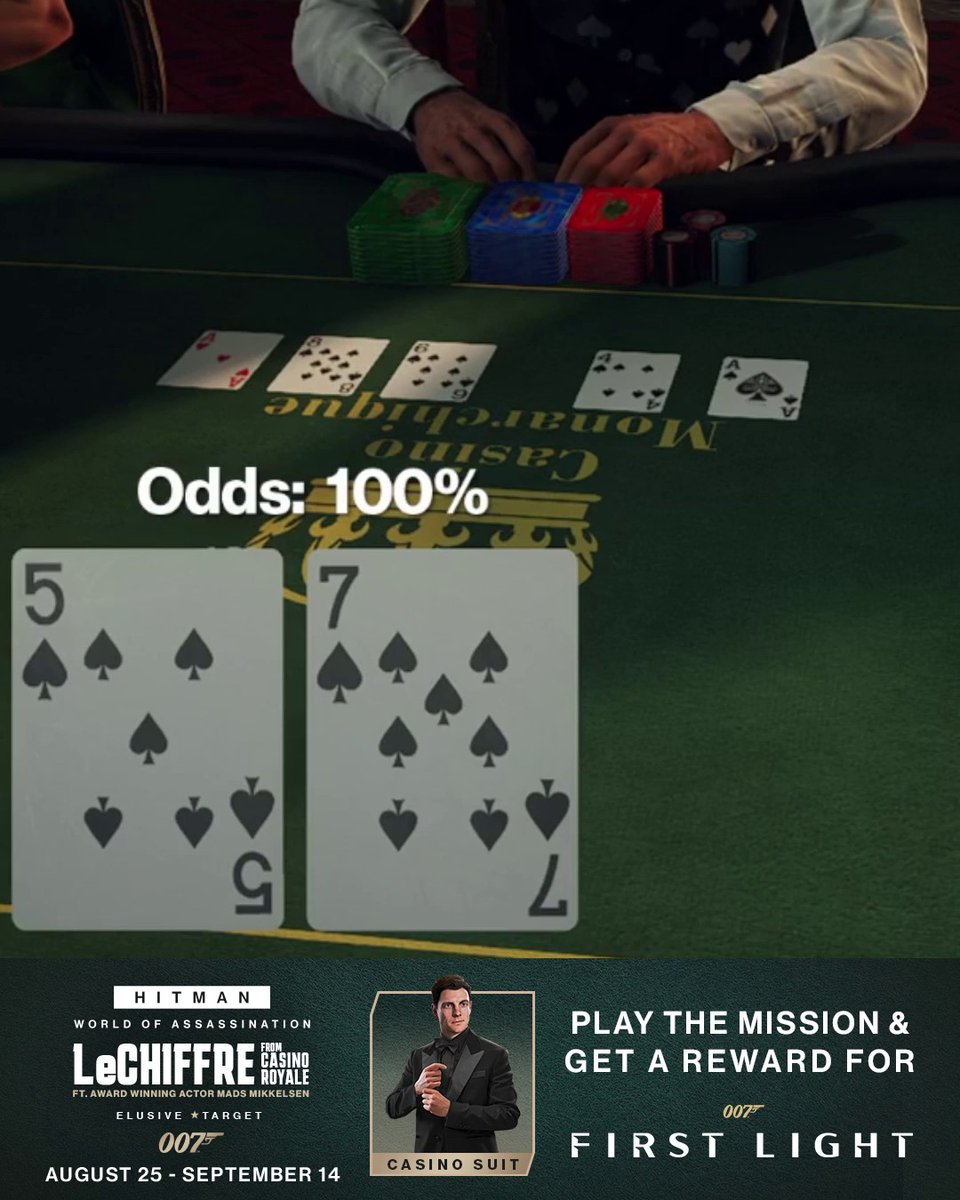 Sometimes the cards align and you take down Le Chiffre at his own game. Did you manage to play your cards right? Play for FREE until September 14th. #HITMAN #Agent47