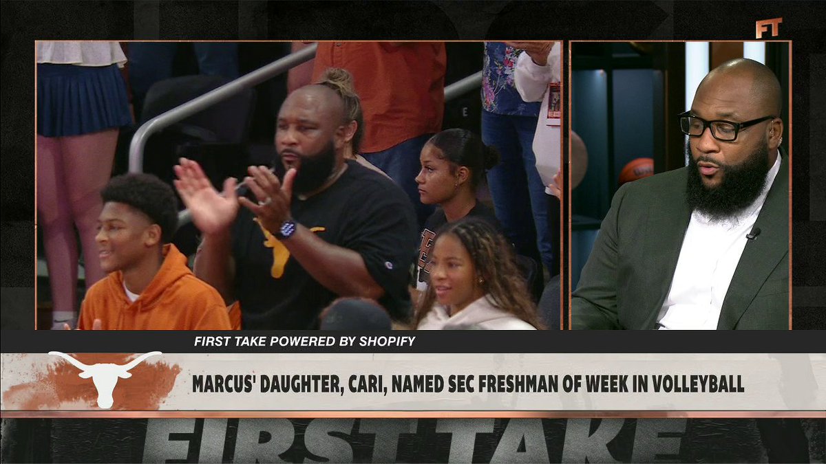 .Marcus Spears and Stephen A Smith congratulate Cari Spears on being named SEC Freshman of the Week for Texas volleyball ❤️