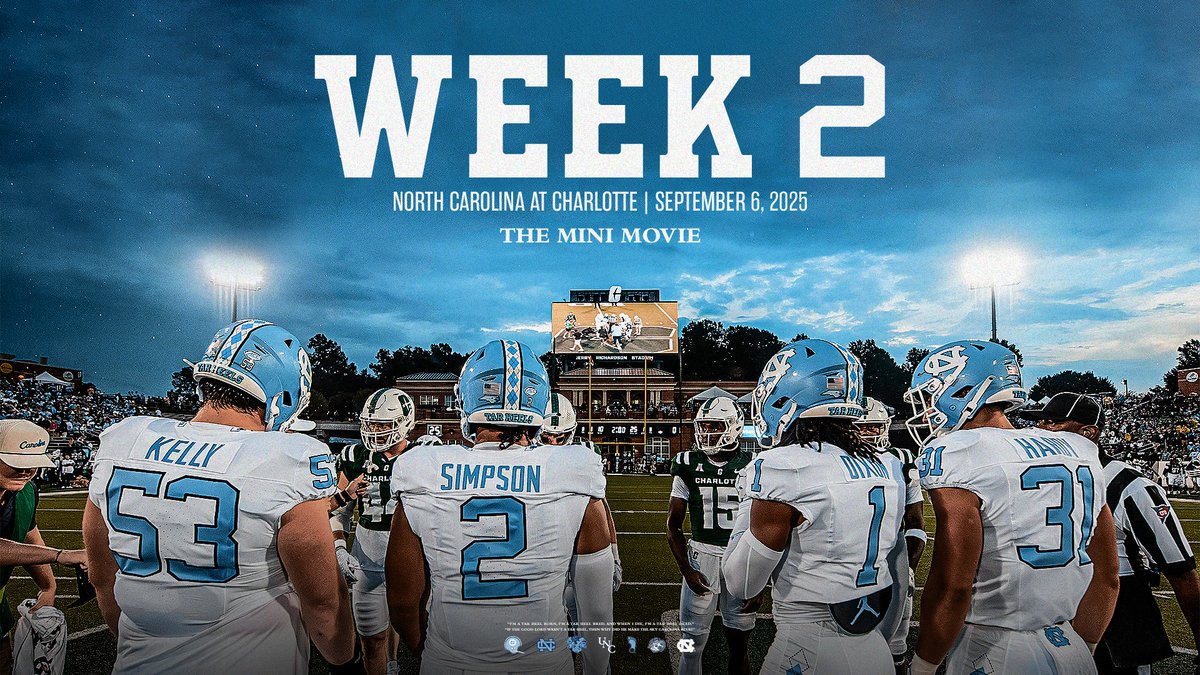 𝐖𝐞𝐞𝐤 𝟐 𝐌𝐢𝐧𝐢 𝐌𝐨𝐯𝐢𝐞 The Tar Heels go on the road for the first time this season and look to get in the win column against Charlotte.