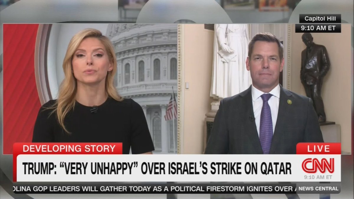 Rep. Eric Swalwell: We could bring in a handwriting expert, but I have two eyes. Anyone who looks at that letter knows whose signature that was. Trump is telling us not to believe that costs are going up, not to believe that the jobs numbers are going down, not to believe that the Epstein files involve him. We're going to put the truth over Trump