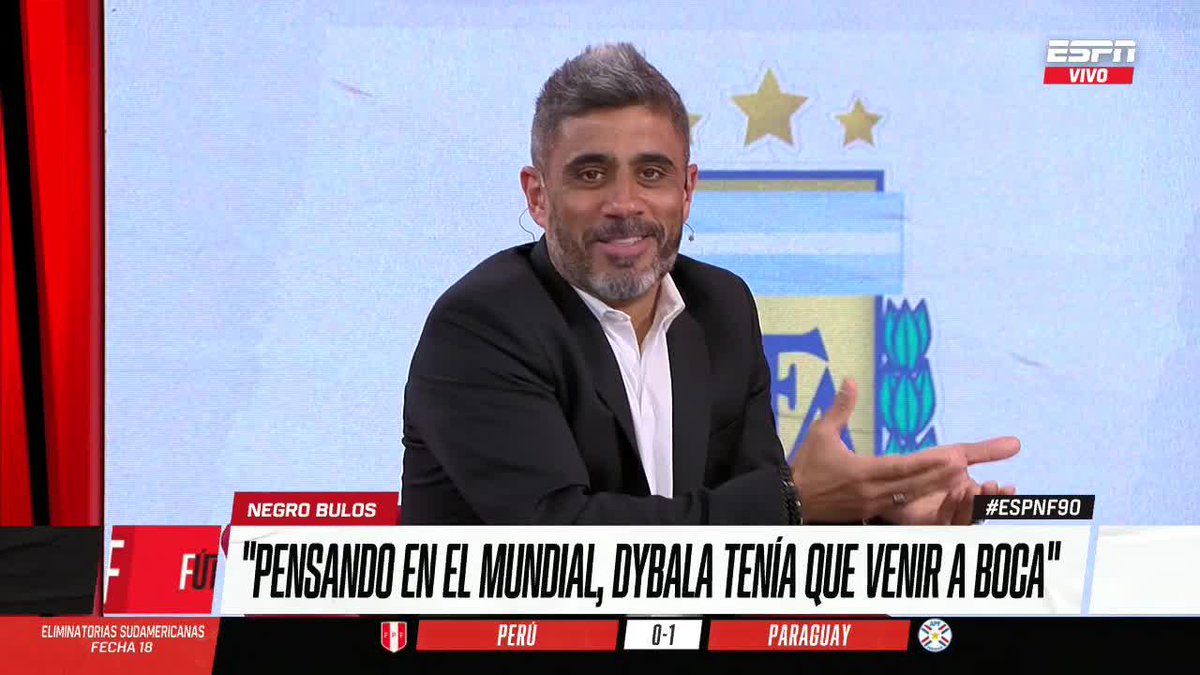 "PENSANDO EN EL MUNDIAL, DYBALA TIENE QUE VENIR A BOCA" ¿Coincidís con Bulos en esta idea sobre la Joya con la Selección Argentina? ▶️ Mirá #ESPNF90 en el Plan Premium de #DisneyPlus