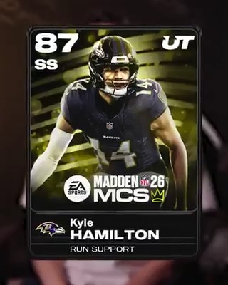 "He is the best card by FAR" –Drini Tune in to at 6pm ET tonight for a free 87 OVR Kyle Hamilton Pack and more 🔥