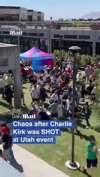 Chaos after Charlie Kirk was shot at Utah event.