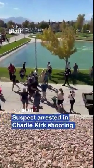 Moment Charlie Kirk shooting suspect is arrested.