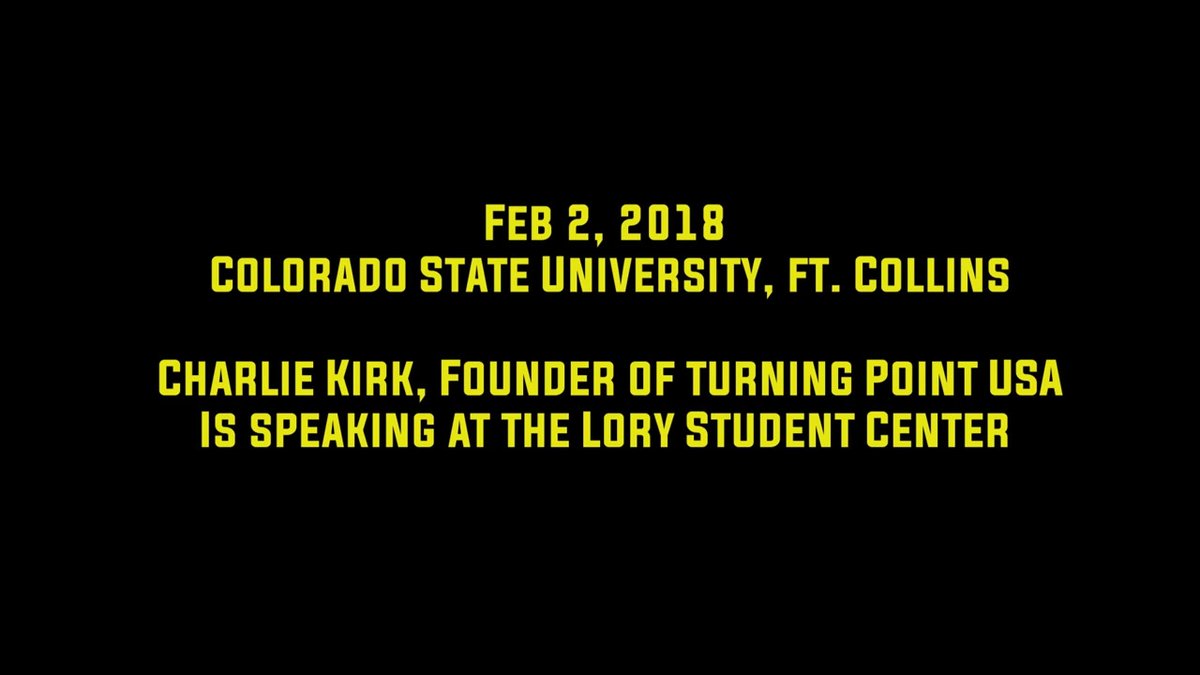2018: Protesters at a Charlie Kirk campus event are confronted by masked attackers wielding poles and metal flashlights and chanting Nazi slogans: