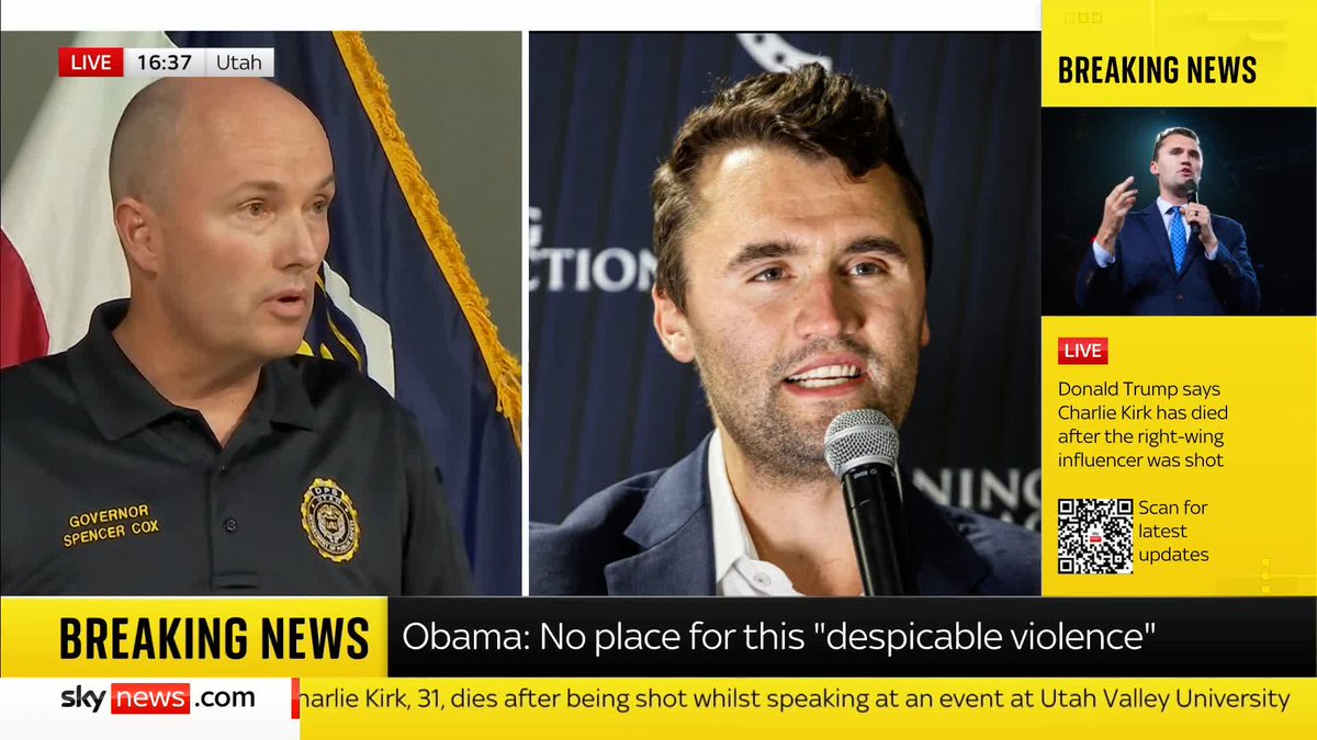 BREAKING: Utah Governor Spencer Cox confirms a person of interest is currently being interviewed in custody in connection with the fatal shooting of Charlie Kirk. He added there is no information to suggest a second person is involved.