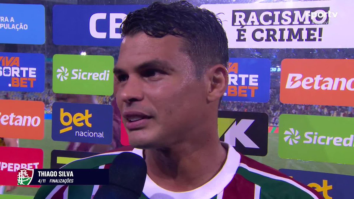 “Do fundo do coração, eu não quero parar aqui. Eu quero chegar em dezembro comemorando um título, porque eu sei que praticamente vai ser o último da minha carreira.” 🎙️ Thiago Silva, após a classificação do Fluminense sobre o Bahia. 🎥 sportv | ge