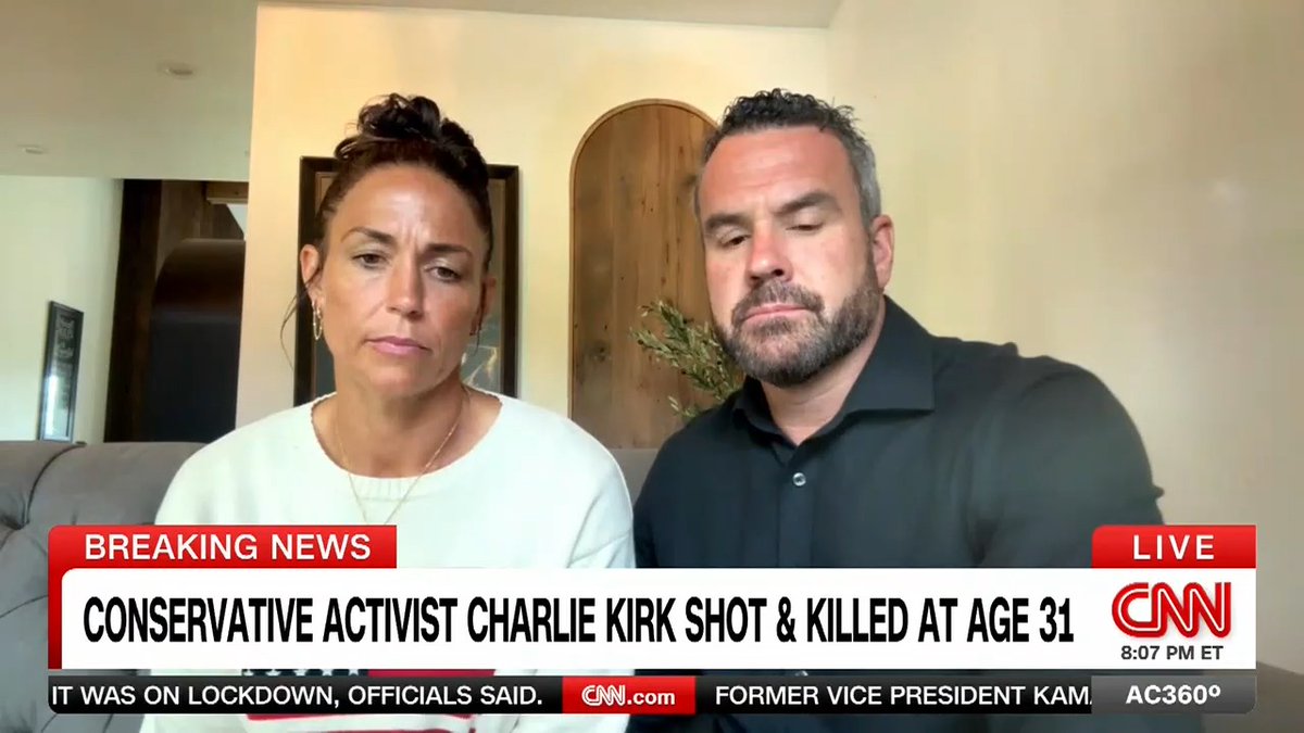 "I saw Charlie, immediately eyes went shut. He fell back in his chair and he was not moving": Jeremy and Amy King recount the moment they saw Charlie Kirk get shot.