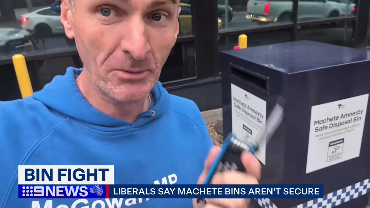 A bin fight has broken out in parliament, with the Liberals claiming the state's machete amnesty bins aren't secure. #9News