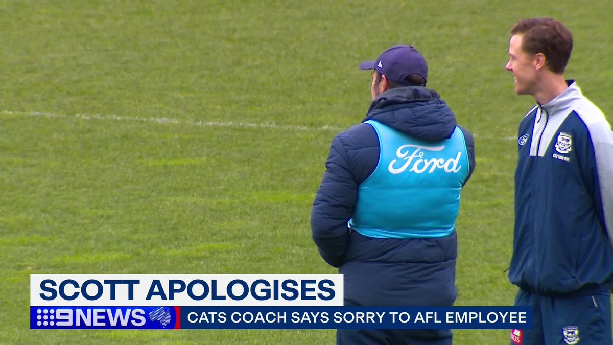 Further embarrassment for Geelong tonight, with coach Chris Scott having to apologise for an abusive outburst towards a female AFL employee. It comes after Geelong star Bailey Smith apologised to a female photographer for his outburst yesterday. Tom Morris #9News
